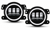 Trail Ops Halo LED Fog Lights w/ Amber Turn Signal | JK, JKU, JL, JLU & Gladiator JT (4-Point Mount)