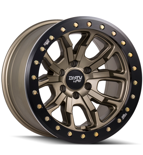 DIRTY LIFE DT-1 9303 SATIN GOLD W/SIMULATED BEADLOCK RING 17X9 5-127 -38MM 78.1MM