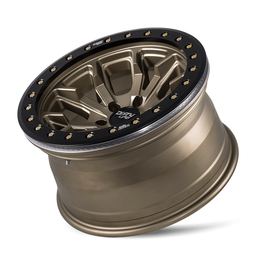 DIRTY LIFE DT-1 9303 SATIN GOLD W/SIMULATED BEADLOCK RING 17X9 5-127 -38MM 78.1MM