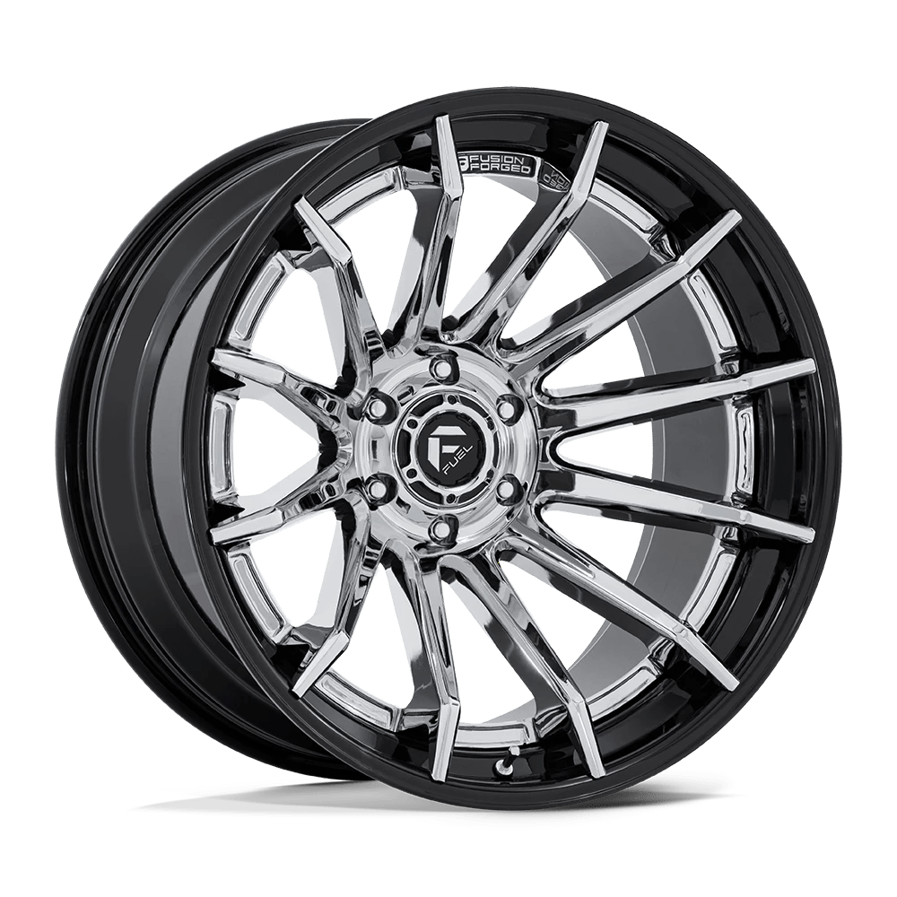 Fuel 1PC CHROME W/ GLOSS BLACK LIP BURN 22X12 5X5 71 -44 CHR G-BLK