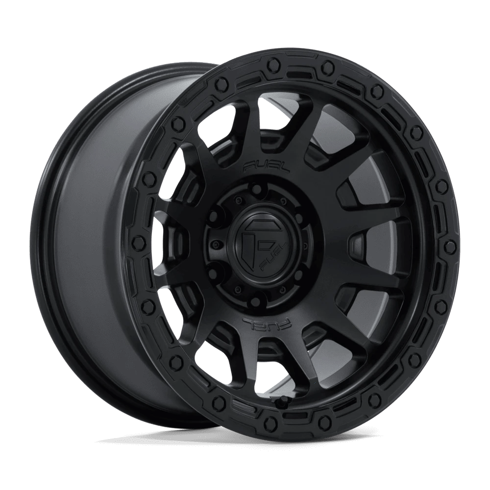 Fuel 1PC MATTE BLACK W/ GLOSS BLACK LIP FORTRESS 18X9 5X5 71 +1 M-BLK G-BLK