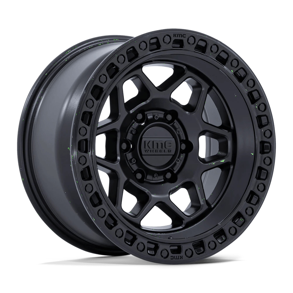 KMC MATTE BLACK W/ GLOSS BLACK LIP TORX 17X8.5 5X5 71 +0 M-BLK G-BLK-LP