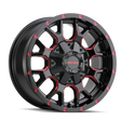 MAYHEM WARRIOR 8015 GLOSS BLACK MILLED PRISM RED 20X9 5-127/5-139.7 0MM 87MM