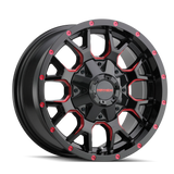 MAYHEM WARRIOR 8015 GLOSS BLACK MILLED PRISM RED 20X9 5-127/5-139.7 0MM 87MM