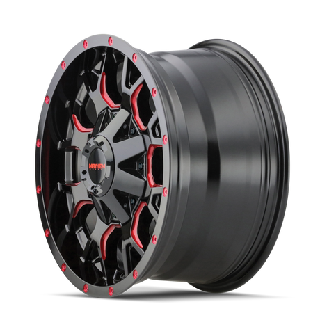 MAYHEM WARRIOR 8015 GLOSS BLACK MILLED PRISM RED 20X9 5-127/5-139.7 0MM 87MM