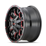MAYHEM WARRIOR 8015 GLOSS BLACK MILLED PRISM RED 17X9 5-127/5-139.7 -12MM 87MM