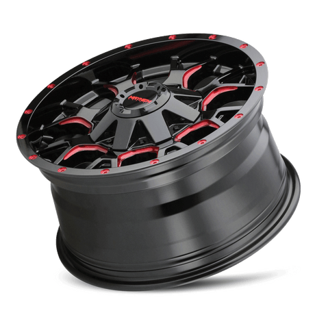 MAYHEM WARRIOR 8015 GLOSS BLACK MILLED PRISM RED 20X9 5-127/5-139.7 0MM 87MM