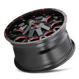 MAYHEM WARRIOR 8015 GLOSS BLACK MILLED PRISM RED 17X9 5-127/5-139.7 -12MM 87MM