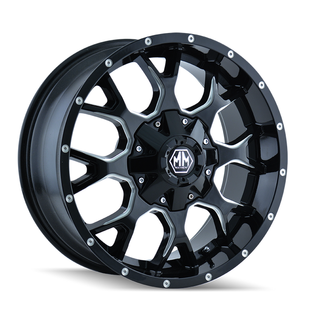 MAYHEM WARRIOR 8015 GLOSS BLACK MILLED 17X9 5-127/5-139.7 -12MM 87MM