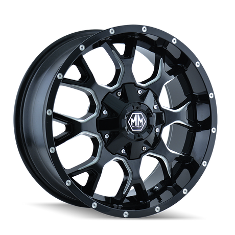 MAYHEM WARRIOR 8015 GLOSS BLACK MILLED 20X9 5-127/5-135 0MM 87MM