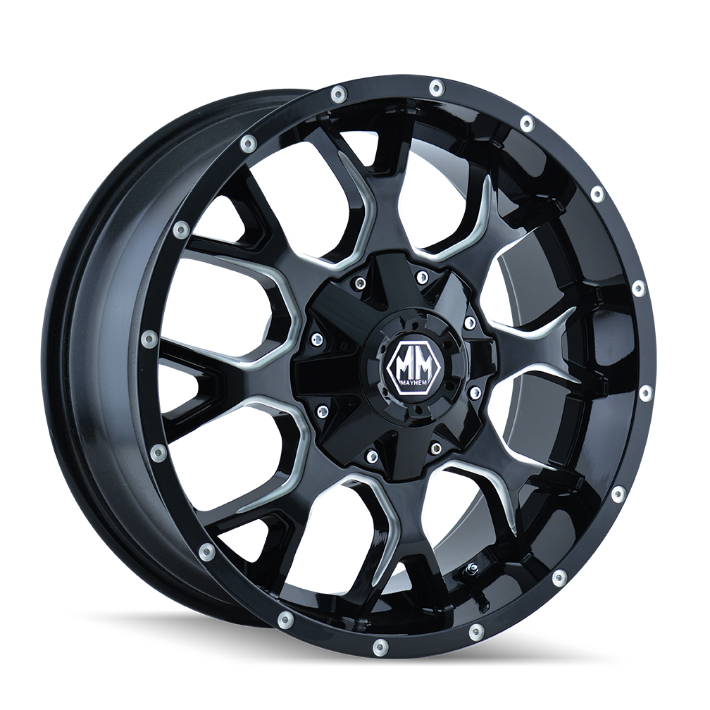 MAYHEM WARRIOR 8015 GLOSS BLACK MILLED 20X10 5-127/5-139.7 -25MM 87MM