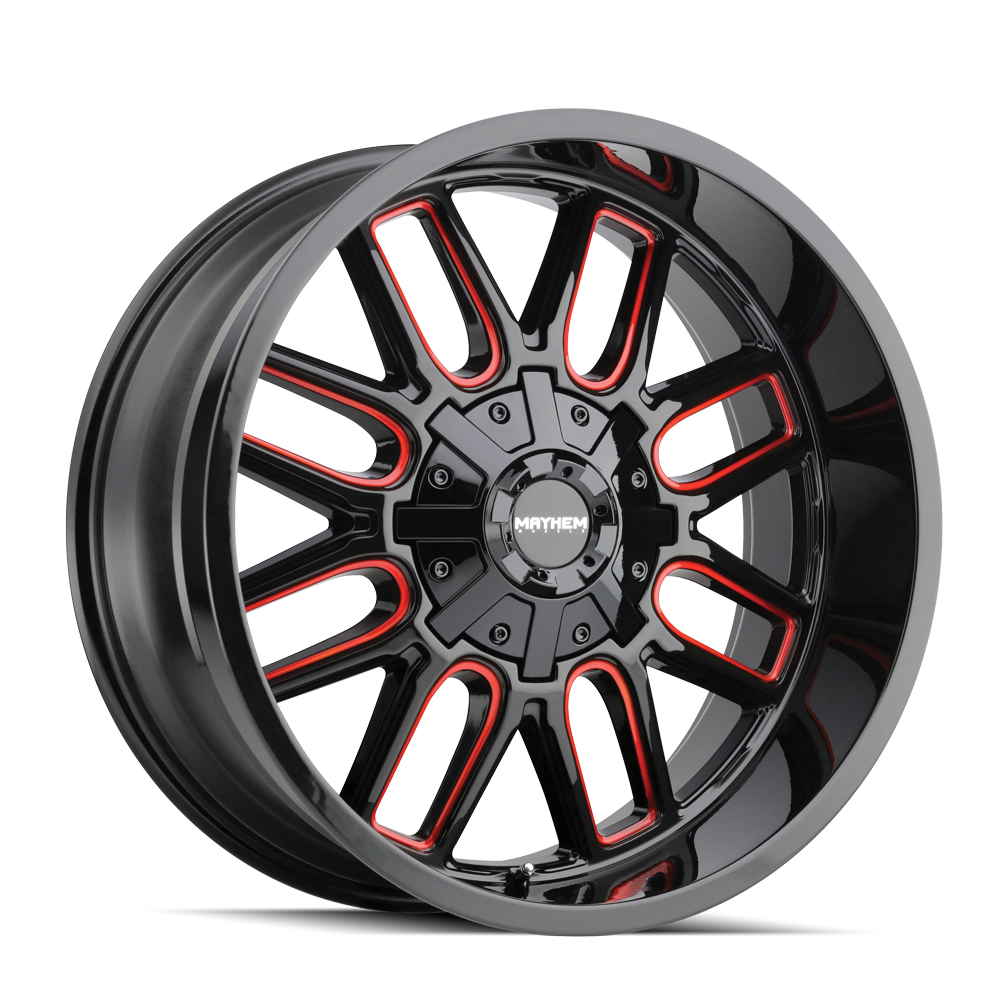 MAYHEM COGENT 8107 GLOSS BLACK MILLED PRISM RED 17X9 5-127/5-139.7 -12MM 87.1MM