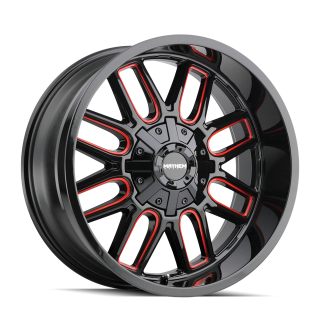 MAYHEM COGENT 8107 GLOSS BLACK MILLED PRISM RED 20X10 5-127/5-139.7 -19MM 87.1MM