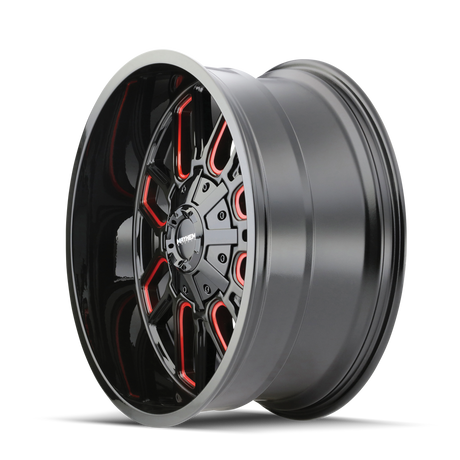 MAYHEM COGENT 8107 GLOSS BLACK MILLED PRISM RED 20X10 5-127/5-139.7 -19MM 87.1MM
