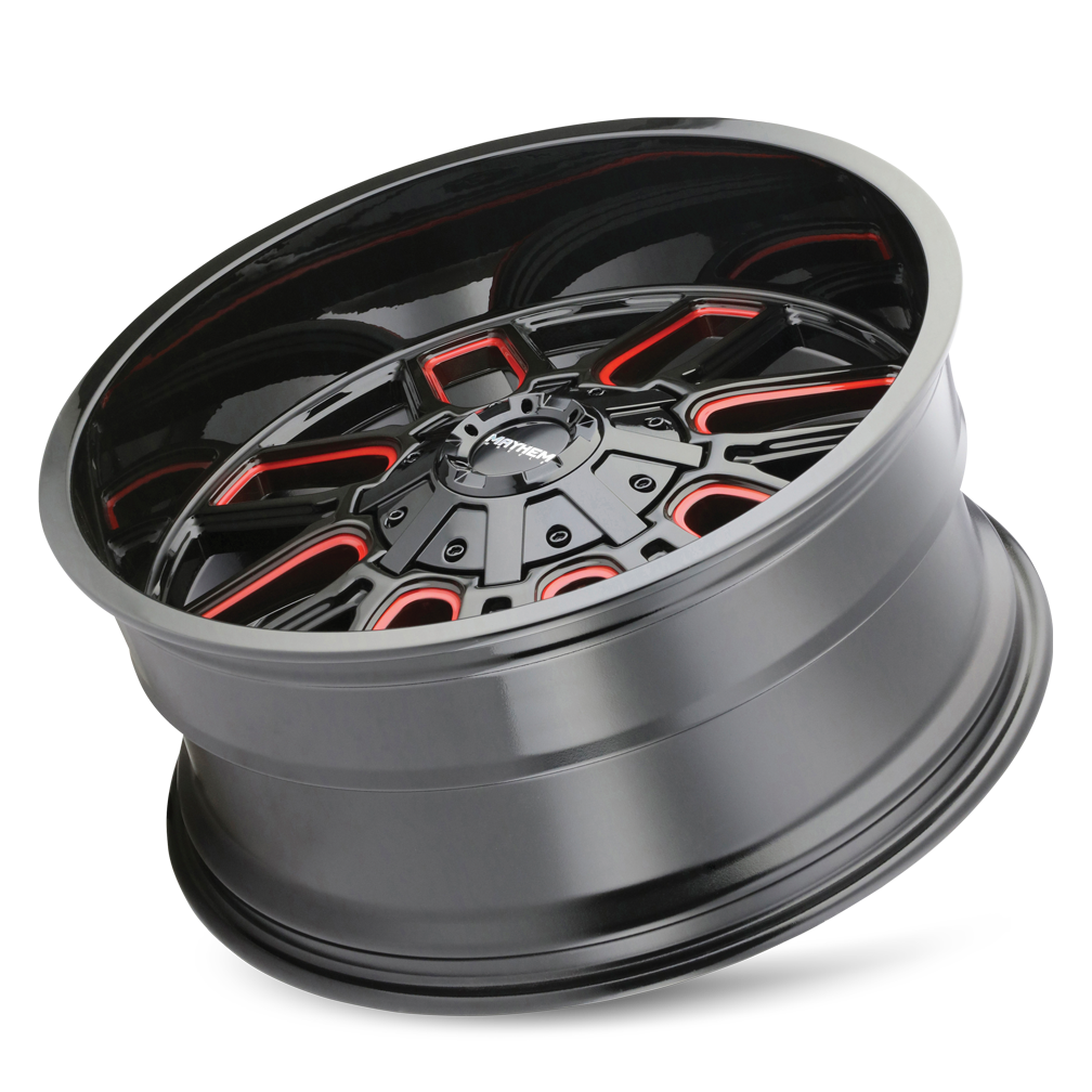 MAYHEM COGENT 8107 GLOSS BLACK MILLED PRISM RED 20X10 5-127/5-139.7 -19MM 87.1MM