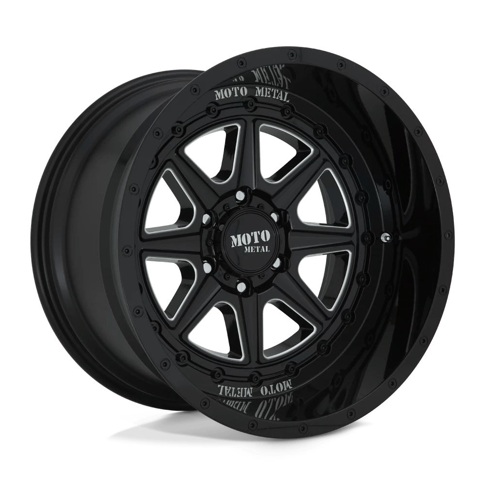Moto Metal GLOSS BLACK MILLED MO801 20X10 5X5.0 G-BLK MILL -18MM