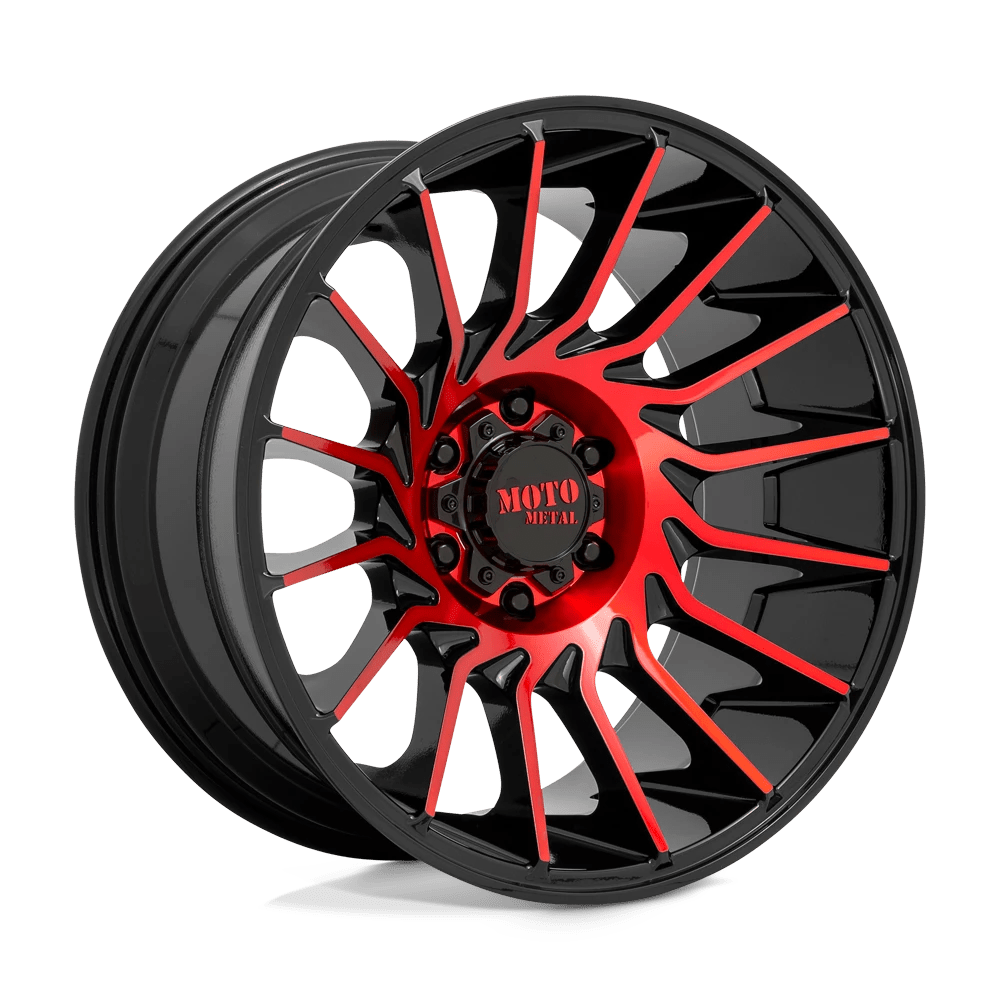 Moto Metal GLOSS BLACK MACHINED W/ RED TINT MO807 22X12 5X5.0 G-BLK MACH RTCC -44MM