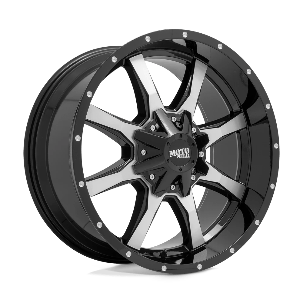 Moto Metal GLOSS BLACK W/ MACHINED FACE MO970 20X10 5X5.0/5.5 ORANGE TINT -24MM