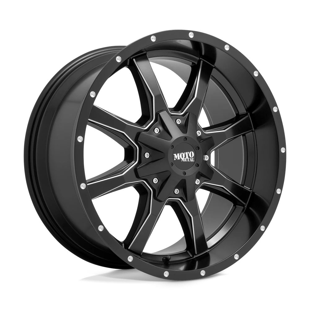 Moto Metal SEMI GLOSS BLACK MILLED MO970 18X10 5X5.0/5.5 GREEN TINT MILL-24