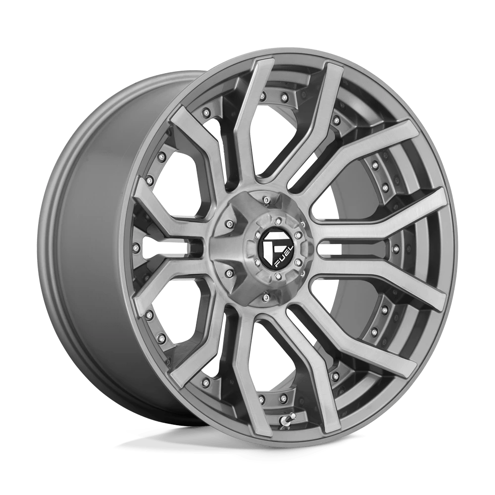 Fuel 1PC BRUSHED GUN METAL TINTED CLEAR D713 RAGE 24X12 5X5.0/5.5 87.1 GLR -44MM