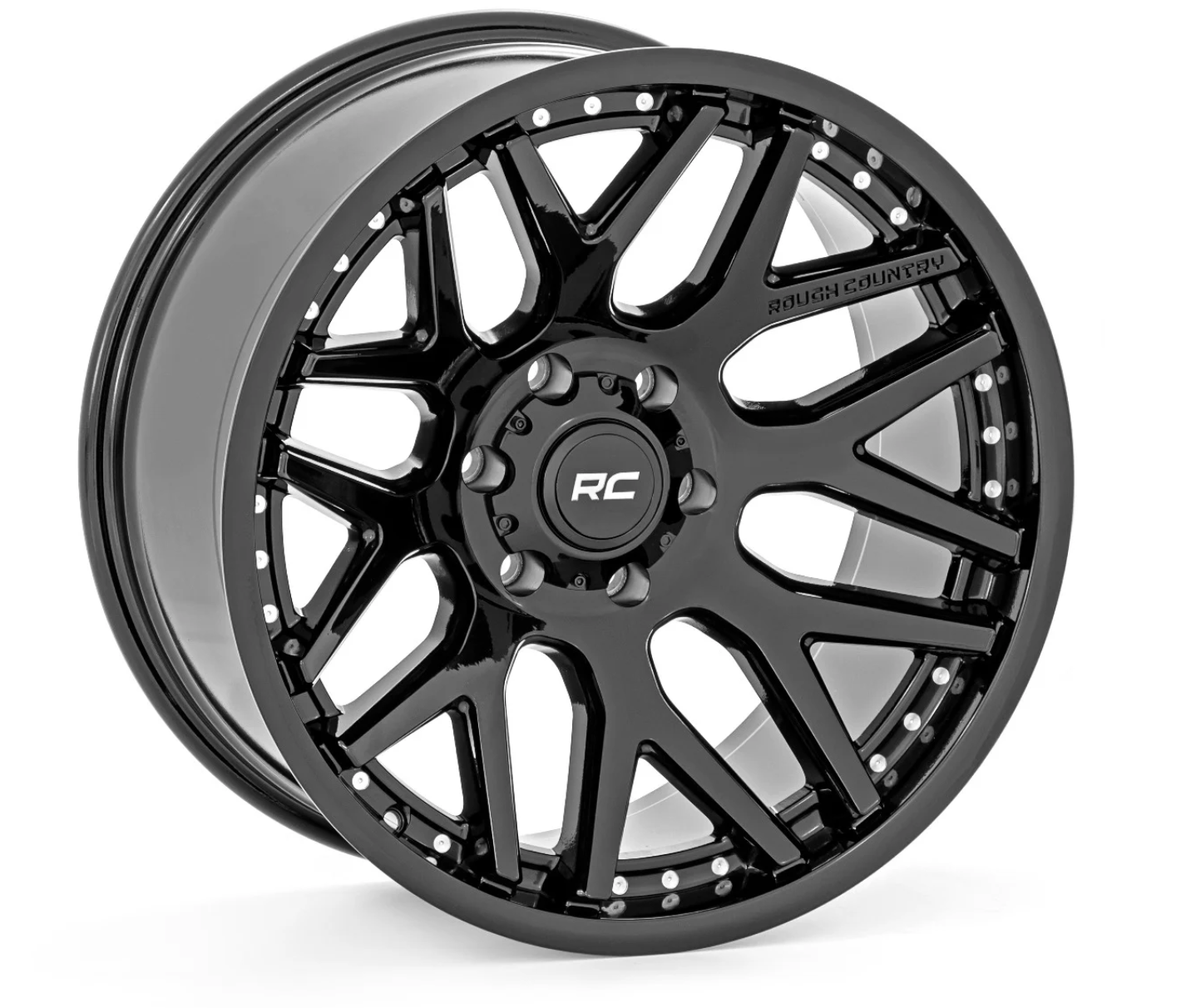 Rough Country 95 Series Wheel One-Piece | Gloss Black | 20x10 | 5x5 | -19mm