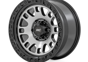 Rough Country 82 Series Wheel One-Piece | Machined Semi Gloss Black | 17x9 | 5x5 | -12mm