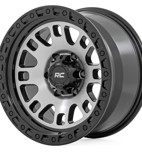 Rough Country 82 Series Wheel One-Piece | Machined Semi Gloss Black | 17x9 | 5x5 | -12mm