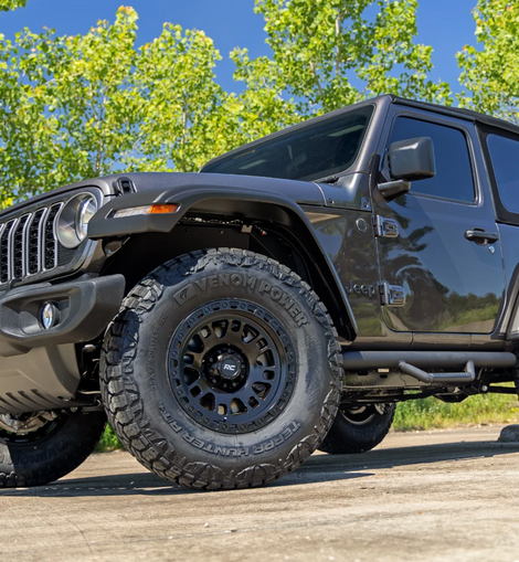 Rough Country 82 Series Wheel One-Piece | Semi Gloss Black | 17x9 | 5x5 | -12mm