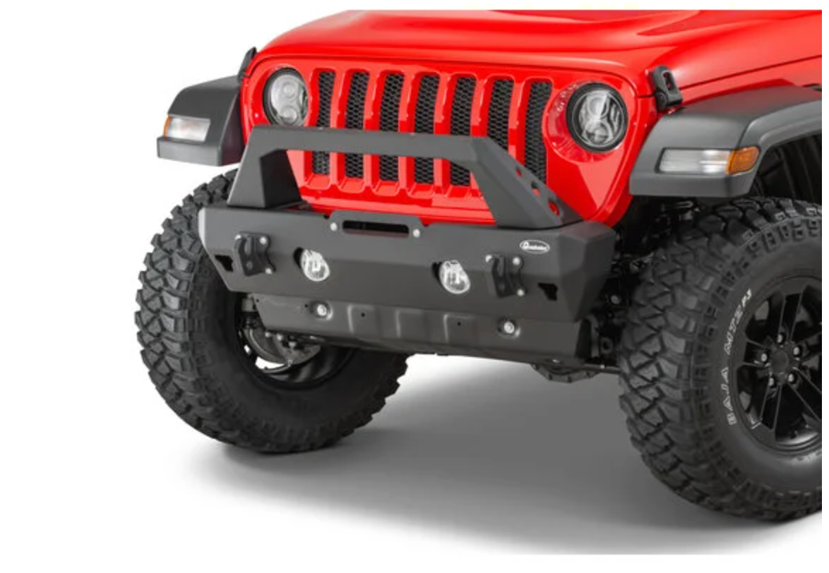 Quadratec Brute Strength Winch Bumper Stubby Width Bumper for 18-26 Jeep Wrangler JL & Gladiator JT