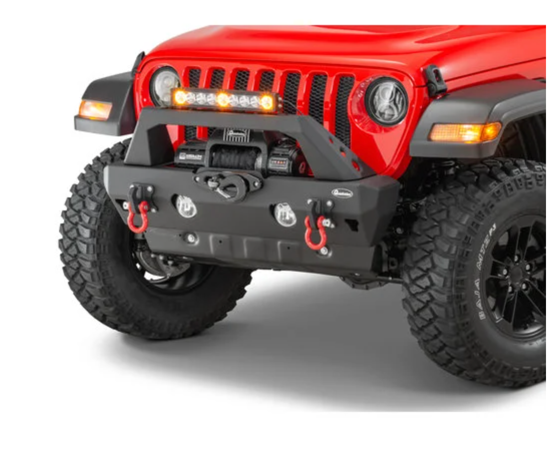 Quadratec Brute Strength Winch Bumper Stubby Width Bumper for 18-26 Jeep Wrangler JL & Gladiator JT
