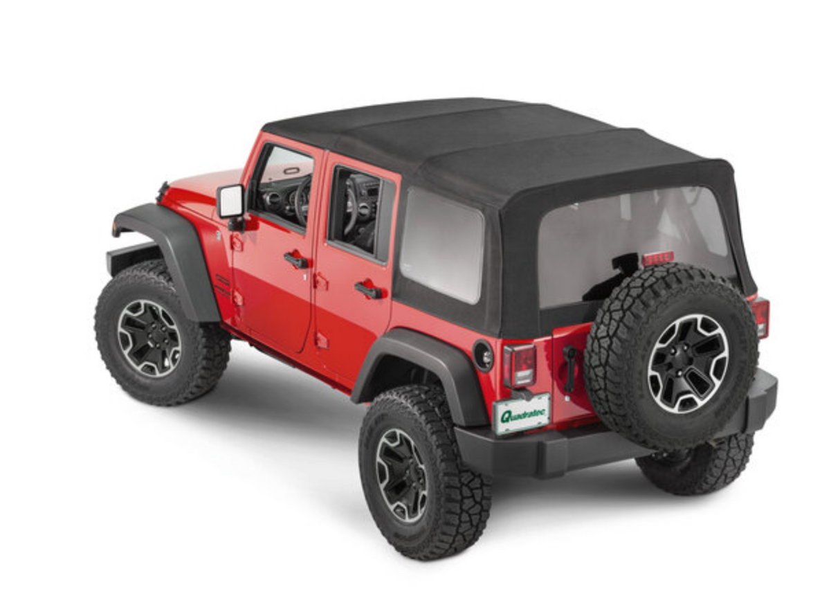 QuadraTop Complete Soft Top in Black Twill for 07-18 Jeep Wrangler JK Unlimited 4-Door