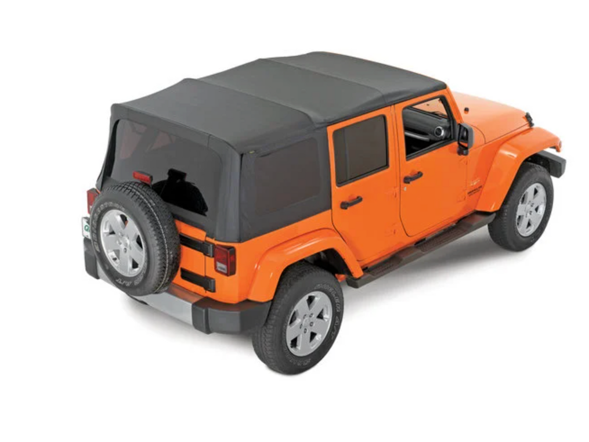 QuadraTop Replacement Soft Top with Tinted Windows in Black Diamond for 10-18 Jeep Wrangler Unlimited JK 4 Door