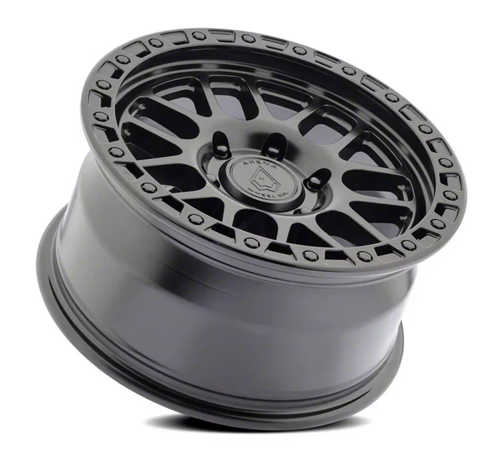 Arena Boost 17x9 0mm Satin Black Center Glossy Black Lip