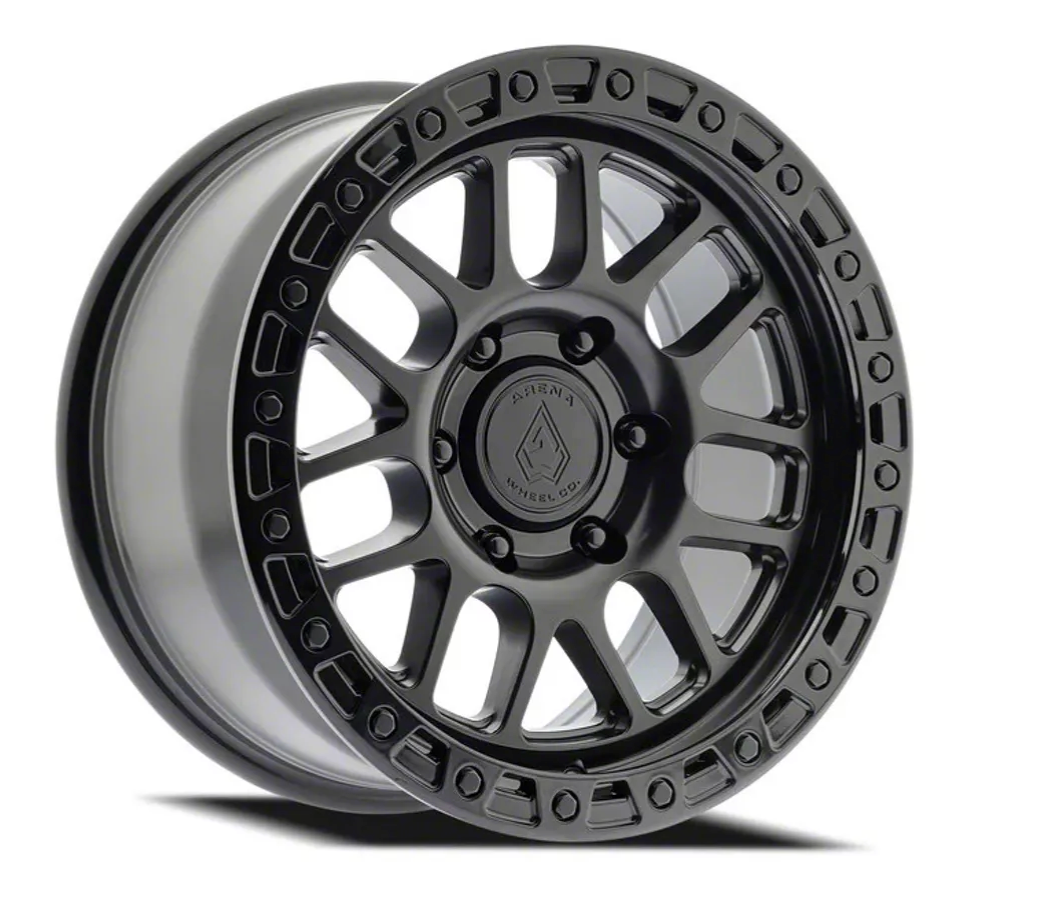 Arena Boost 17x9 0mm Satin Black Center Glossy Black Lip