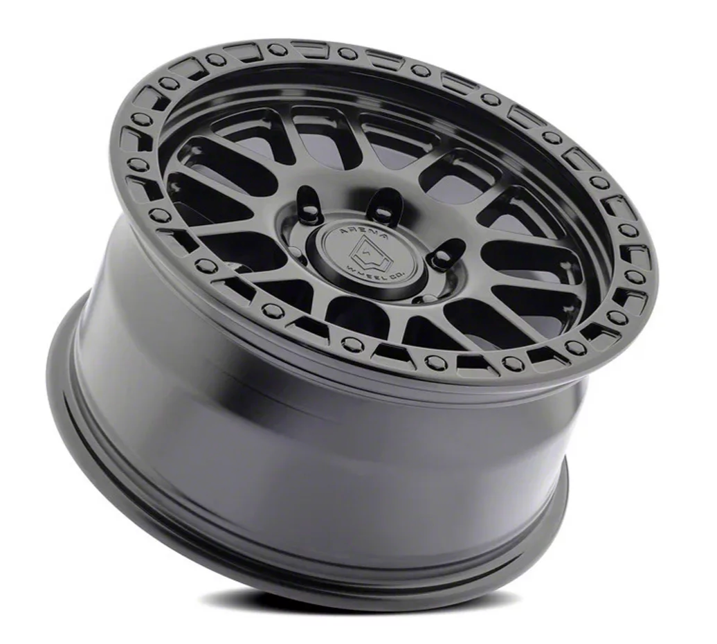 Arena Boost 17x9 0mm Satin Black Center Glossy Black Lip