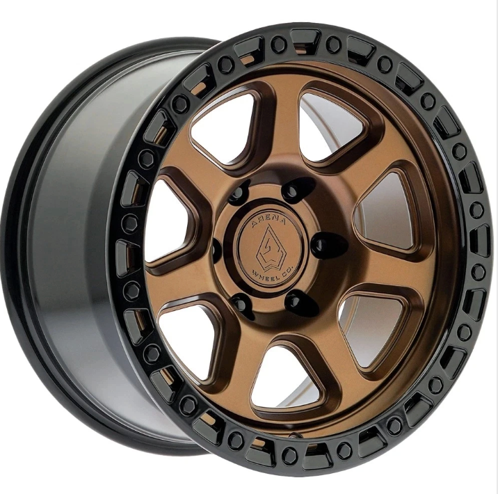 Arena Throttle 18x9 0mm Smoked Bronze Center Glossy Black Lip