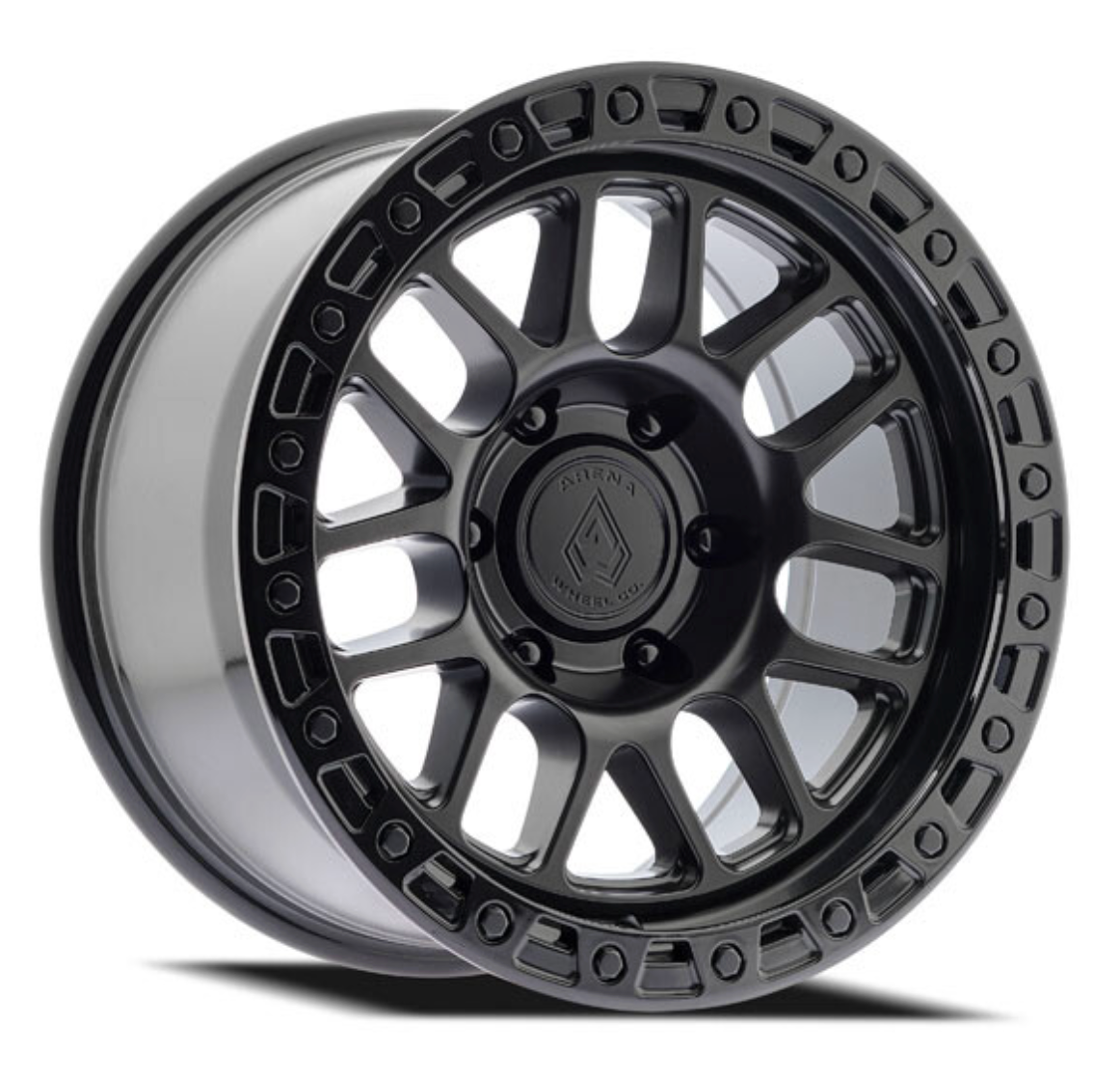 Arena Boost 18x9 0mm Satin Black Center Glossy Black Lip