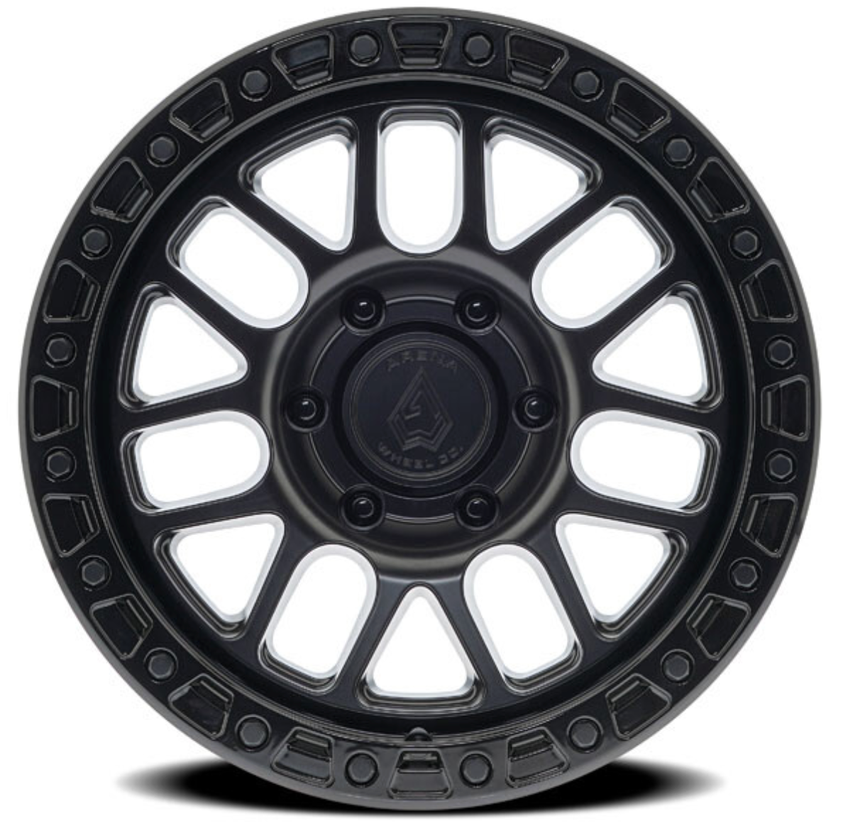 Arena Boost 18x9 0mm Satin Black Center Glossy Black Lip