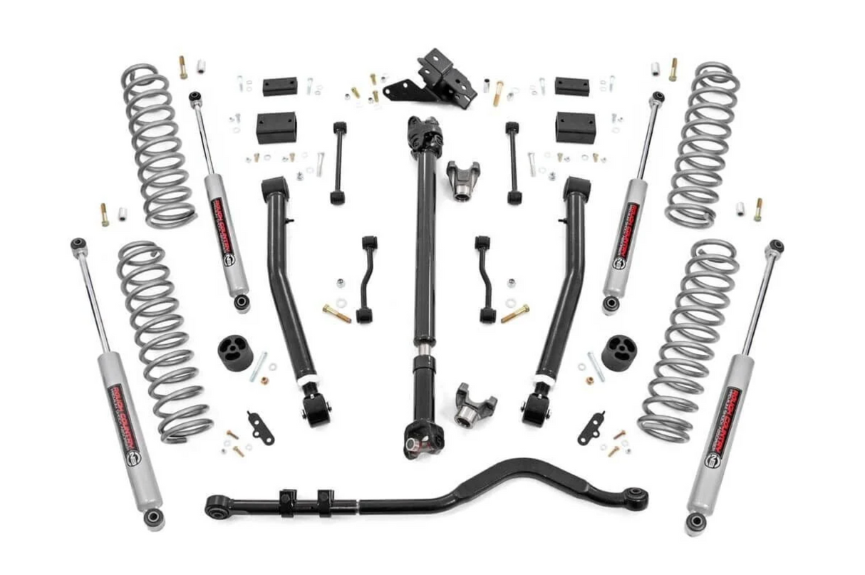 Rough Country 3.5 Inch Lift Kit | Adj Lower | FR D/S | Jeep Wrangler Unlimited (24-26)