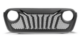 Black Jeep Wrangler and Gladiator grille with a mesh design on a white background
