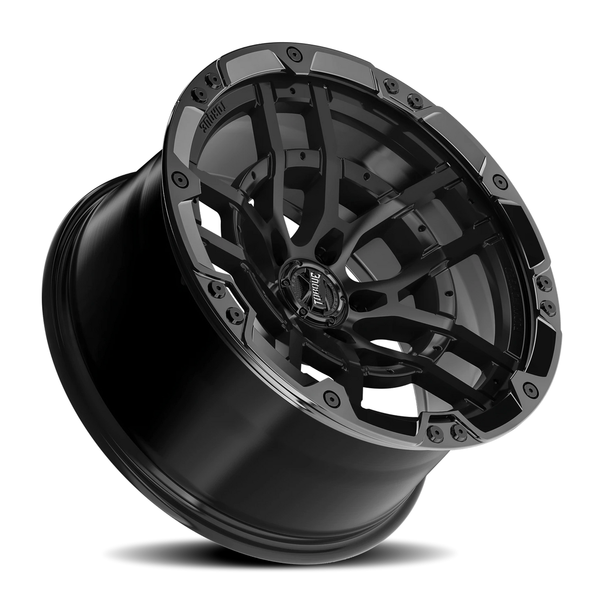 Torque Cliffhanger Satin Black 20x10 Gloss Black Lip 5x127 Offset -18