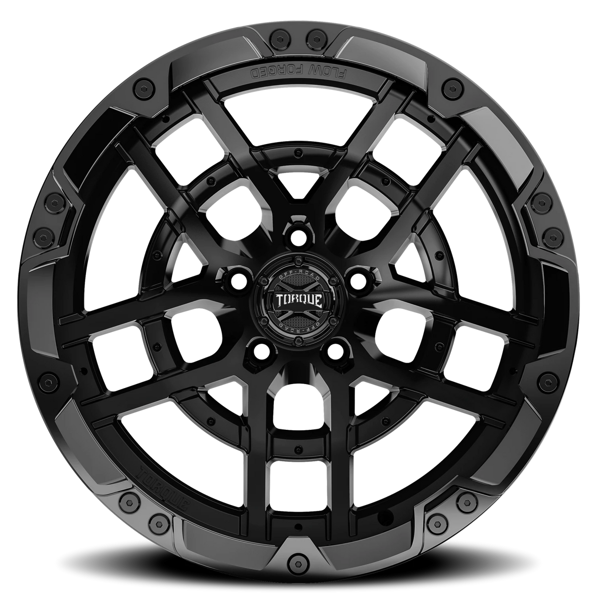 Torque Cliffhanger Satin Black 20x10 Gloss Black Lip 5x127 Offset -18
