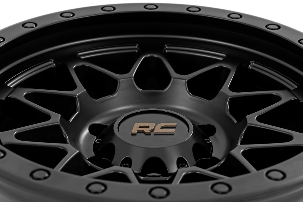 Rough Country 78 Series Wheel | Simulated Beadlock | Black | 18x9 | 5x5 | -12mm