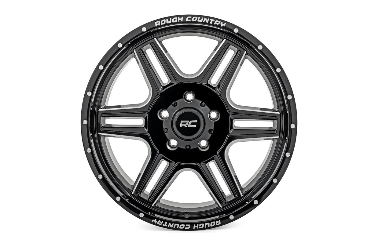 Rough Country 92 Series Wheel | Machined One-Piece | Gloss Black | 18x9 | 5x5 | +0mm