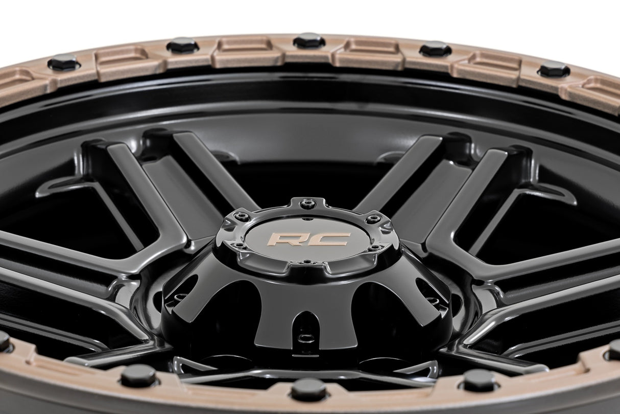 Rough Country 79 Series Wheel | One-Piece | Semi Gloss Black w/Bronze Ring | 17x8.5 | 5x5 | 0mm