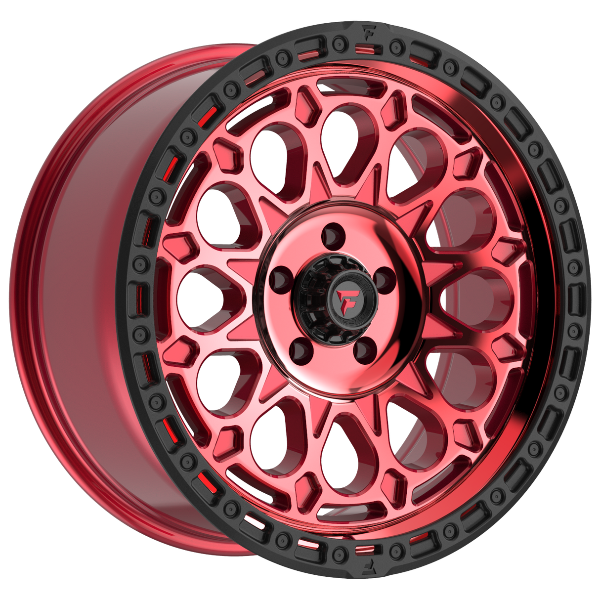 FITTIPALDI OFF ROAD FT101RTB 20X9, ET +00, PCD 5X5.00, CB 71.5-MACHINED WITH GLOSS RED TINT AND SATIN BLACK RING