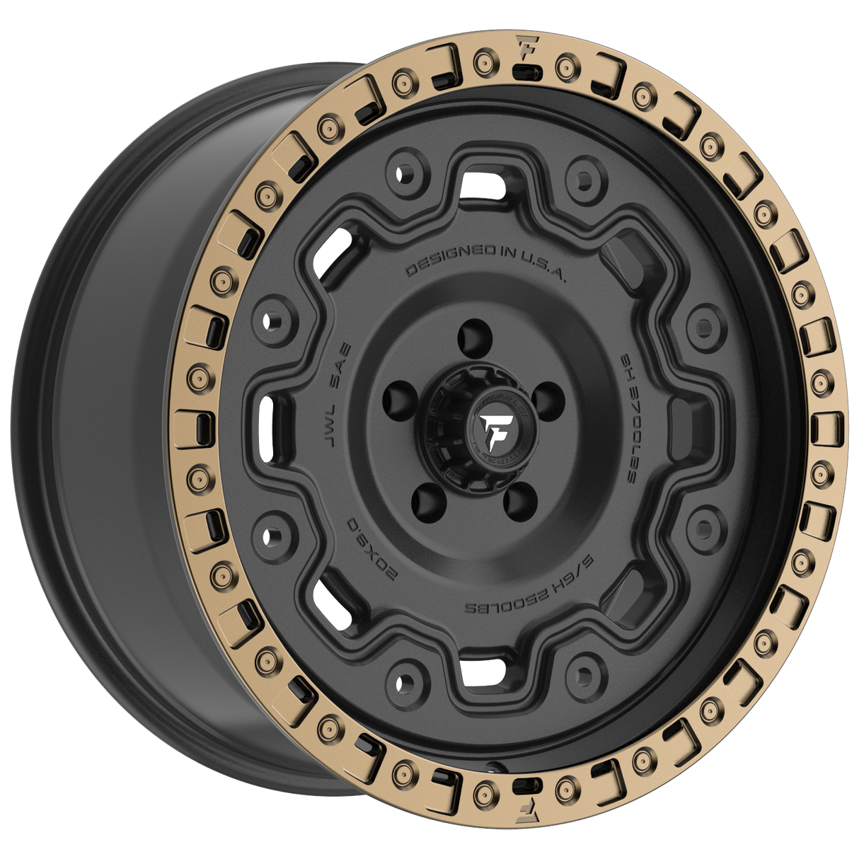 FITTIPALDI OFF ROAD FT100BZ 20X9, ET +00, PCD 5X5.00, CB 71.5-SATIN BLACK WITH BRONZE RING