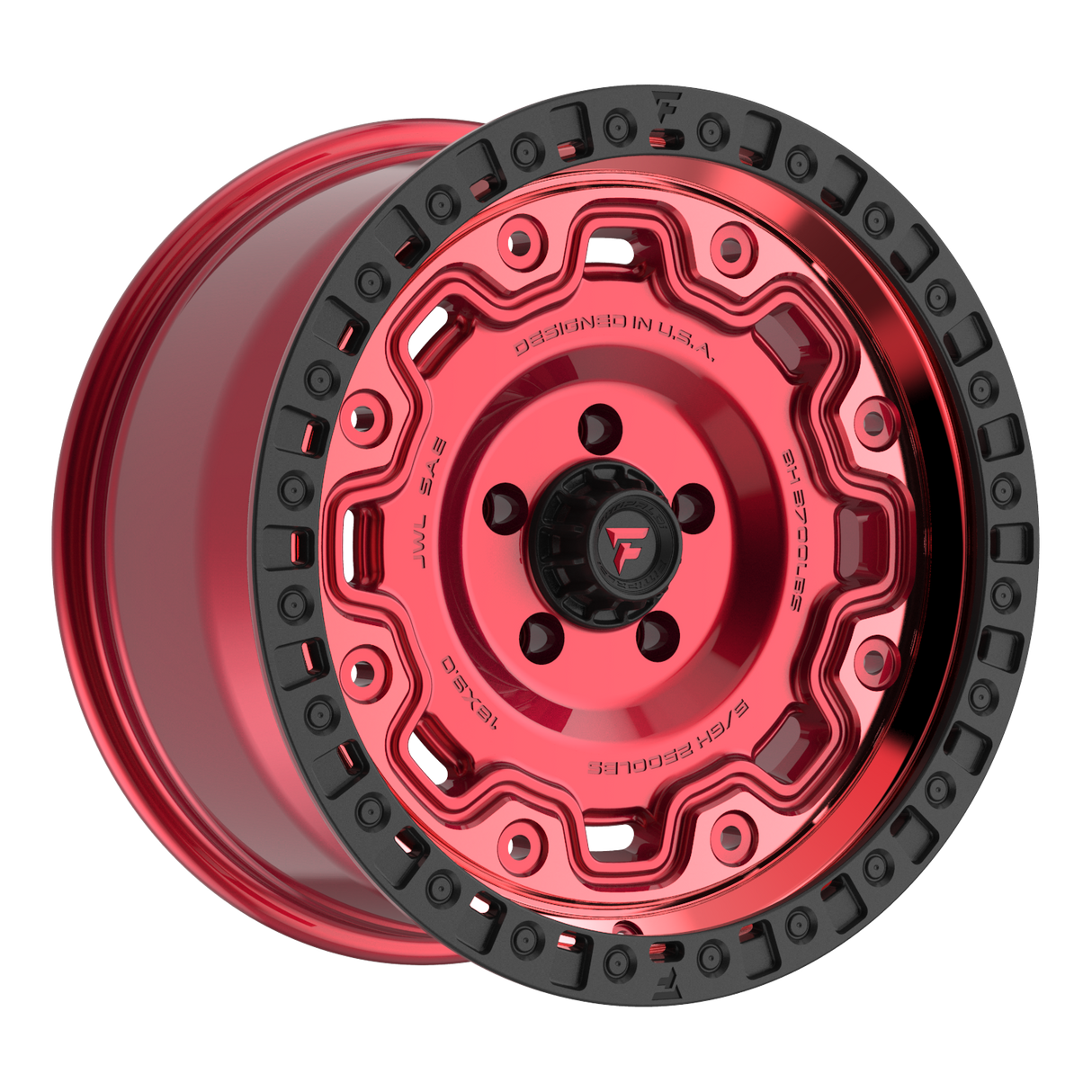 FITTIPALDI OFF ROAD FT100RTB 18X9, ET +00, PCD 5X5.00, CB 71.5-MACHINED WITH GLOSS RED TINT AND SATIN BLACK RING