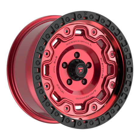 FITTIPALDI OFF ROAD FT100RTB 18X9, ET +00, PCD 5X5.00, CB 71.5-MACHINED WITH GLOSS RED TINT AND SATIN BLACK RING