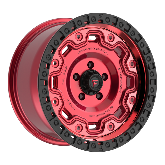 FITTIPALDI OFF ROAD FT100RTB 18X9, ET +00, PCD 5X5.00, CB 71.5-MACHINED WITH GLOSS RED TINT AND SATIN BLACK RING
